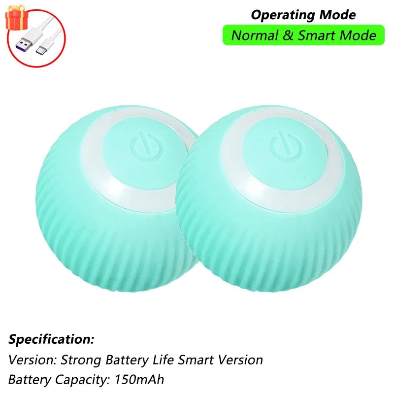 Dos pelotas color menta para gato con botones de encendido
