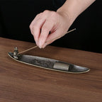 Unique Boat Shape Incense Holder Old Men Fishing Traditional Incense Burner Sturdy Metal Incense Stick Burner Tea Room