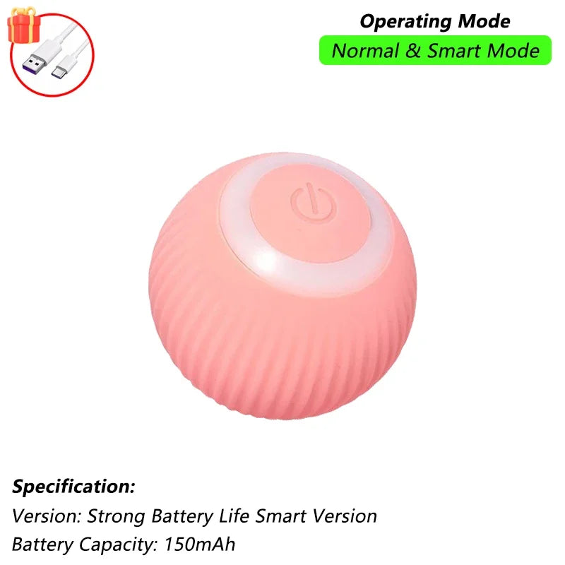 Pelota rosa para gato con botón de encendido