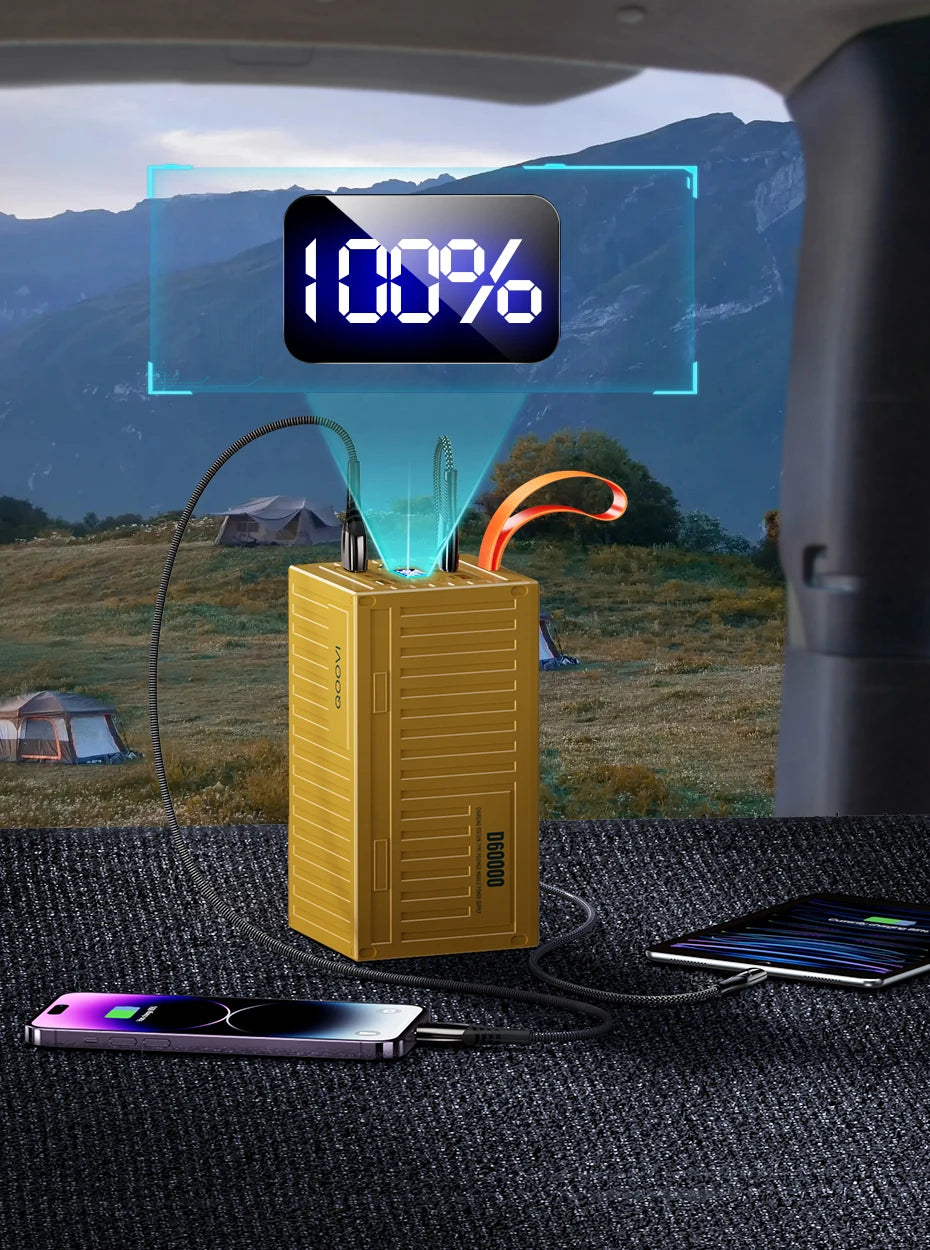 Batería externa QOOVI de 60,000 mAh con luz LED