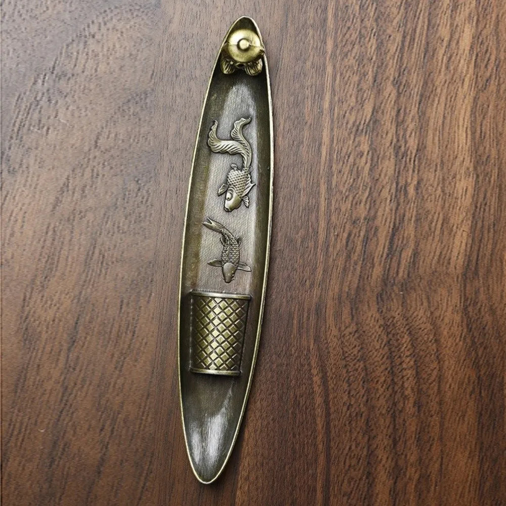 Unique Boat Shape Incense Holder Old Men Fishing Traditional Incense Burner Sturdy Metal Incense Stick Burner Tea Room