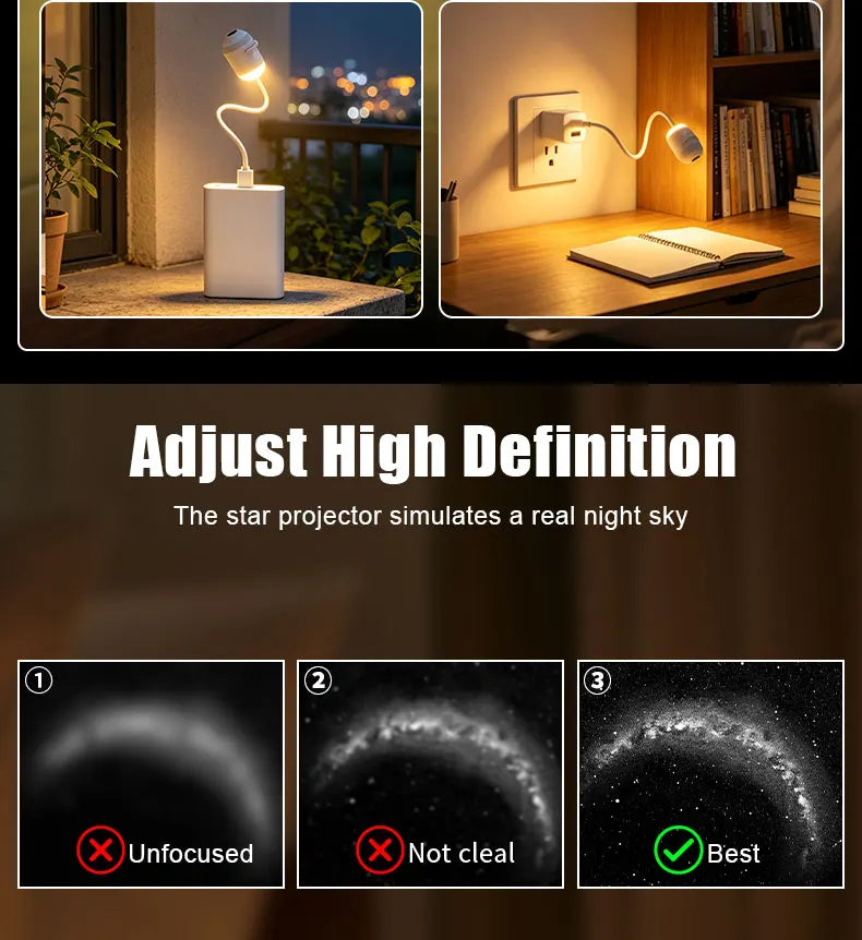 Luz USB con proyector de estrellas