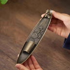 Unique Boat Shape Incense Holder Old Men Fishing Traditional Incense Burner Sturdy Metal Incense Stick Burner Tea Room