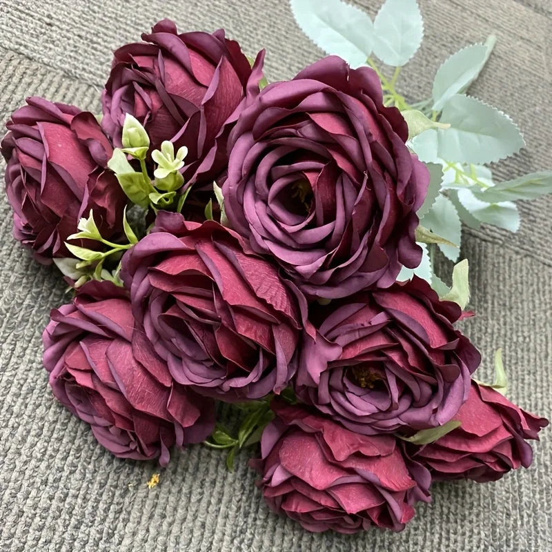 Ramo de rosas artificiales de 9 flores