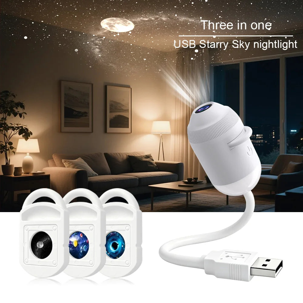 Luz USB con proyector de estrellas