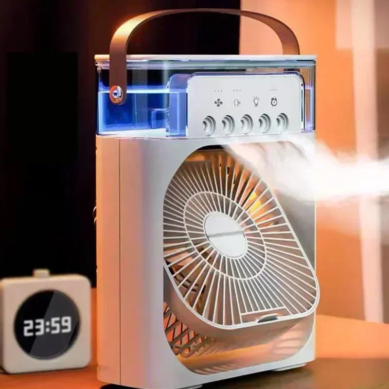 Ventilador de escritorio USB con nebulizador y luz LED
