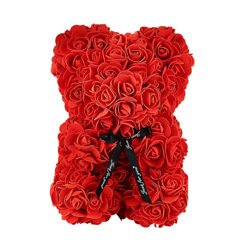 Oso decorativo de rosas artificiales de 25 cm