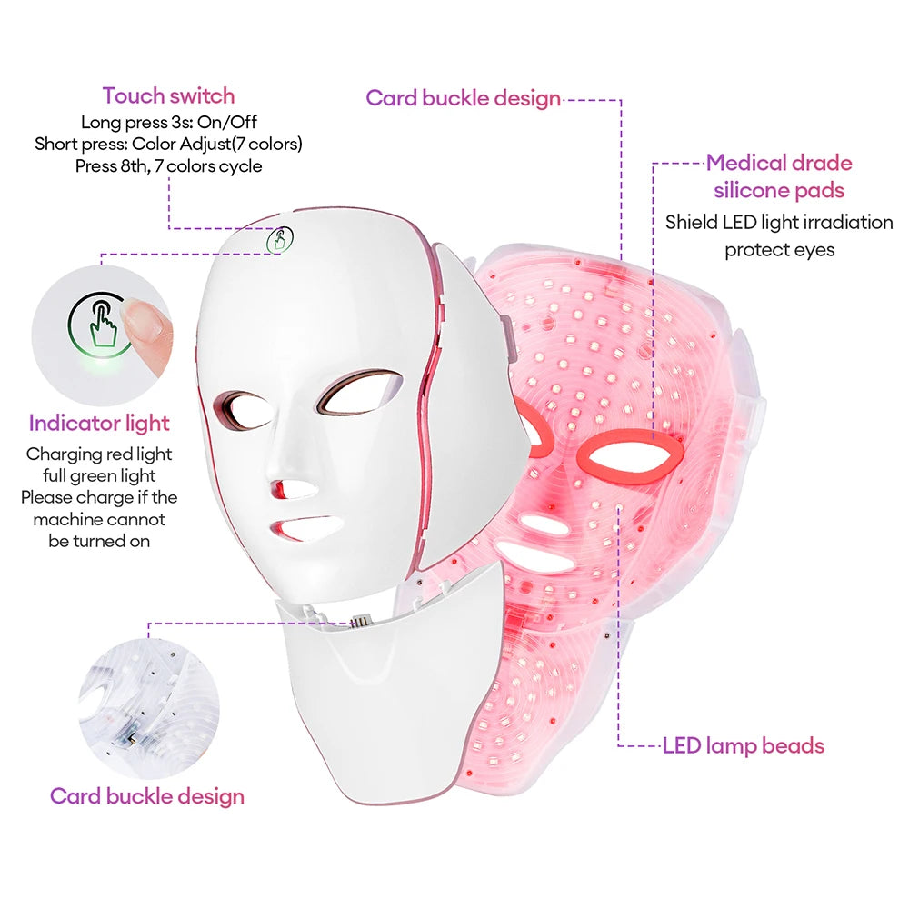 Máscara LED para rostro y cuello | Con o sin caja