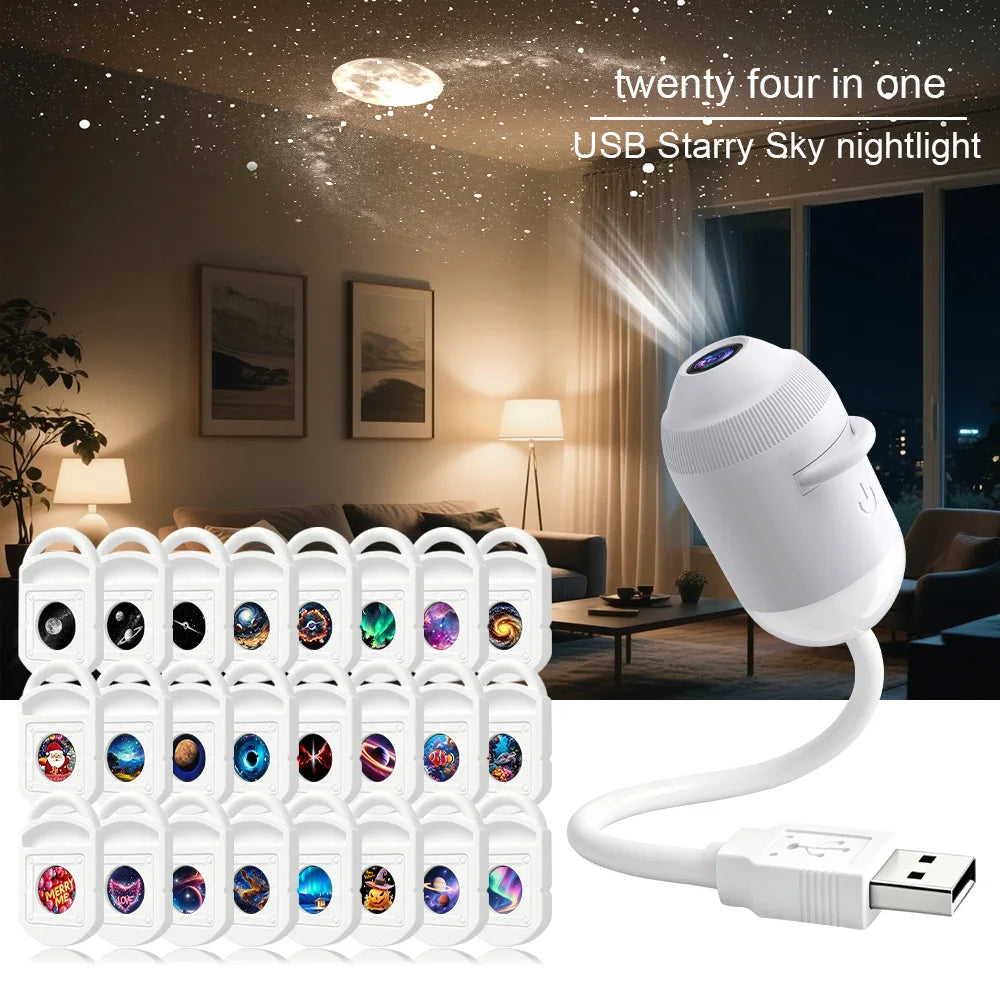 Luz USB con proyector de estrellas