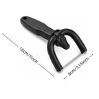 Cortador manual negro con medidas aproximadas de 18 por 8 cm.
