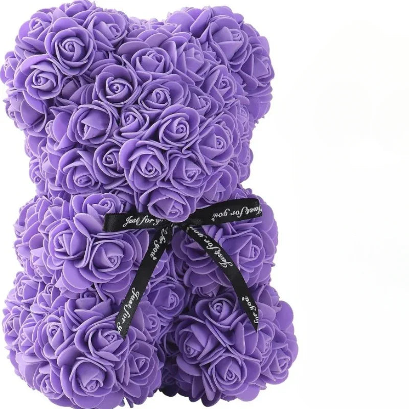 Oso decorativo de rosas artificiales de 25 cm