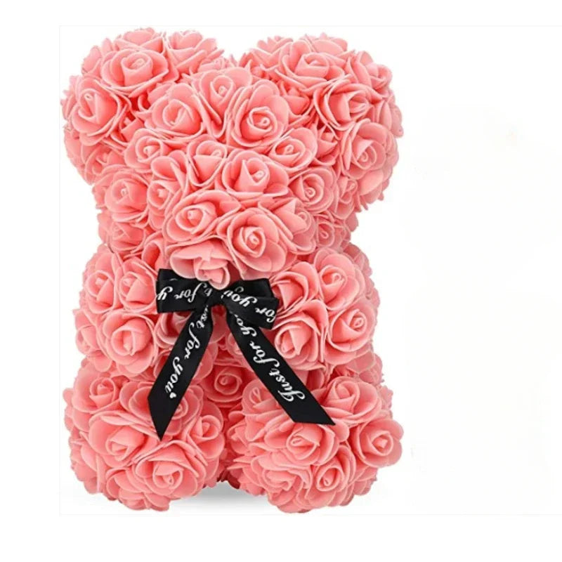 Oso decorativo de rosas artificiales de 25 cm