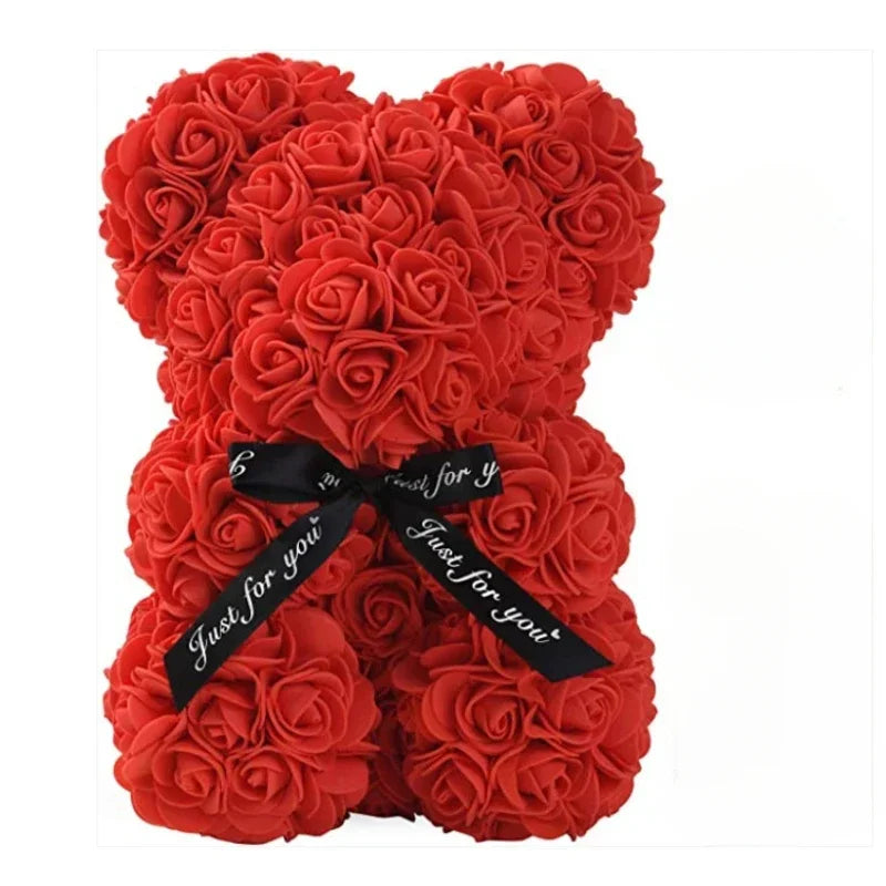 Oso decorativo de rosas artificiales de 25 cm