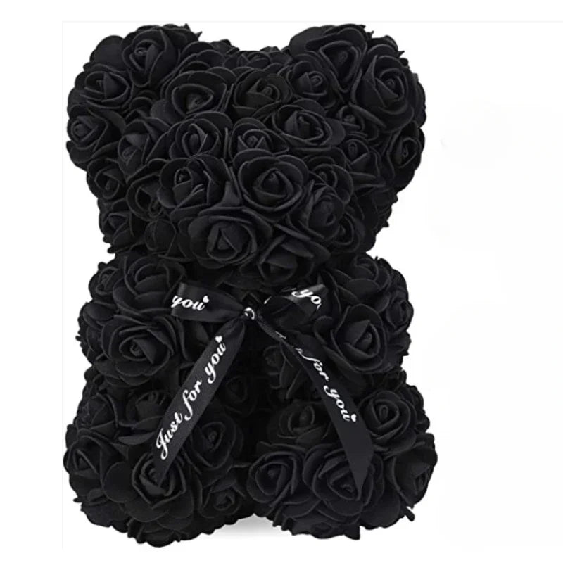 Oso decorativo de rosas artificiales de 25 cm