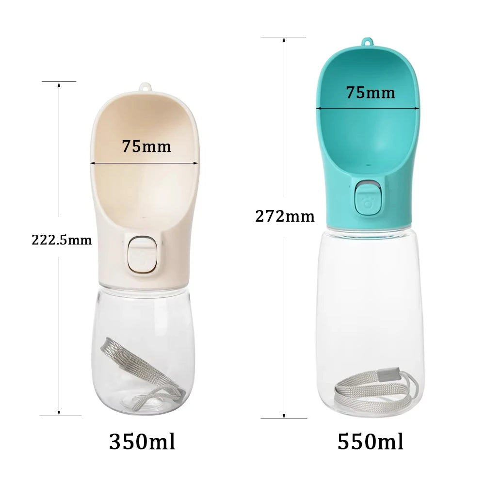 Botellas bebederas de 350 y 550 ml con diagrama de dimensiones.
