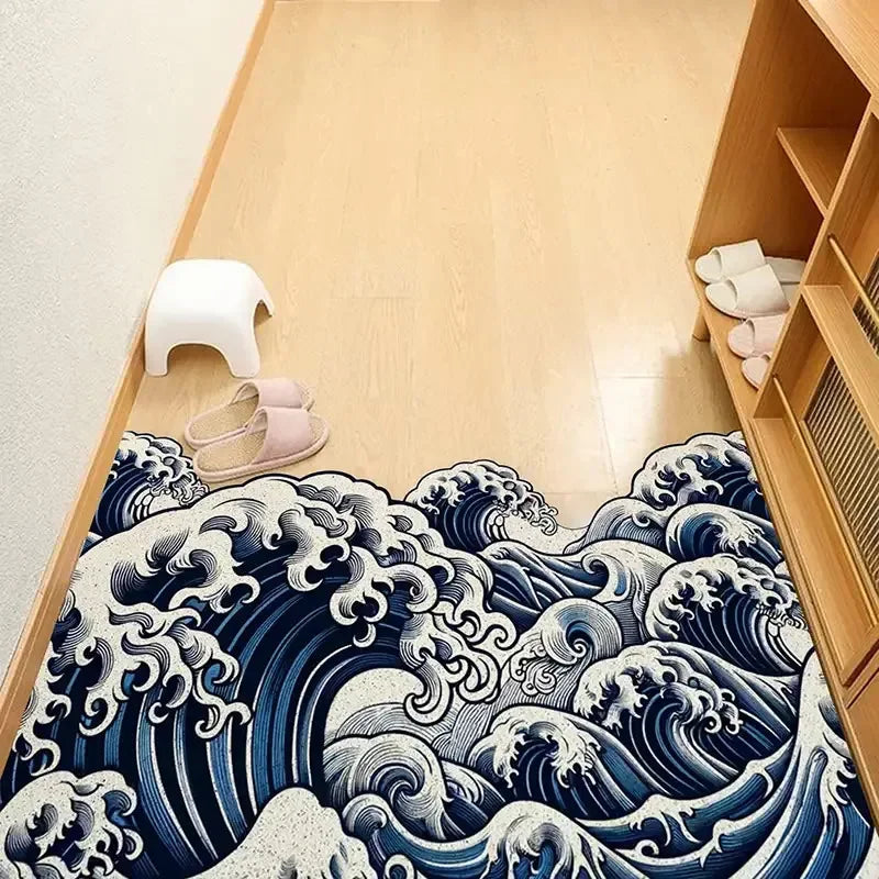 Tapete de entrada con ola japonesa