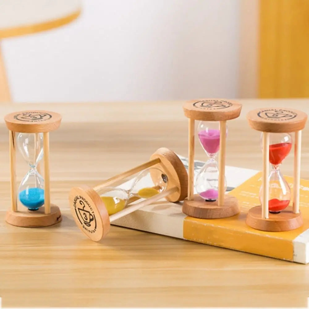 Reloj de arena con base de madera