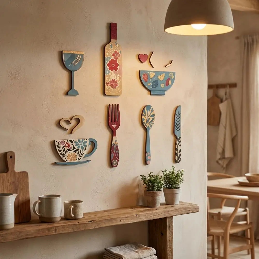 Adornos de madera para cocina con flores