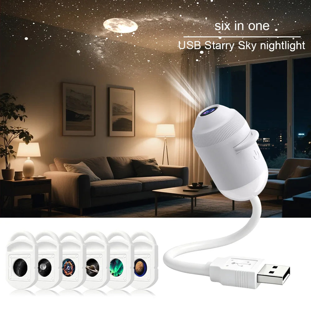 Luz USB con proyector de estrellas