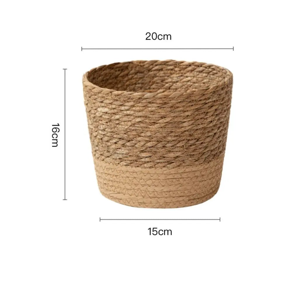 Cesta cubremaceta grande sin patas con medidas de 20 por 16 cm.