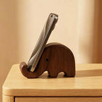 Soporte de madera para celular con elefante