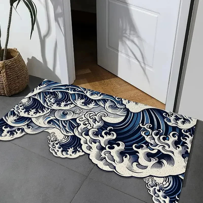Tapete de entrada con ola japonesa