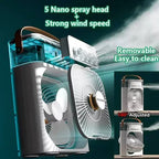 Ventilador de escritorio USB con nebulizador y luz LED