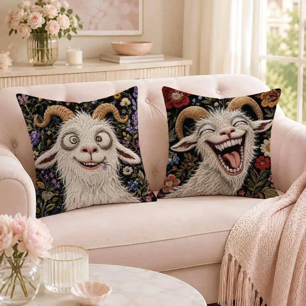 Funda decorativa para cojín con estampado de cabra · vista 2