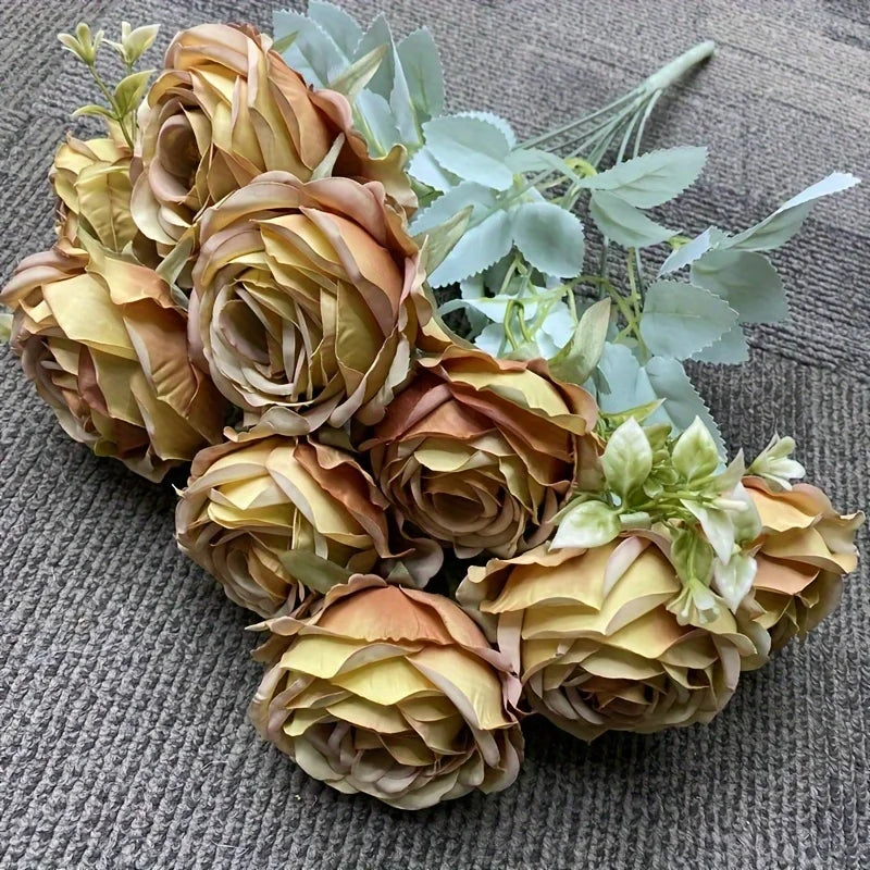 Ramo de rosas artificiales de 9 flores