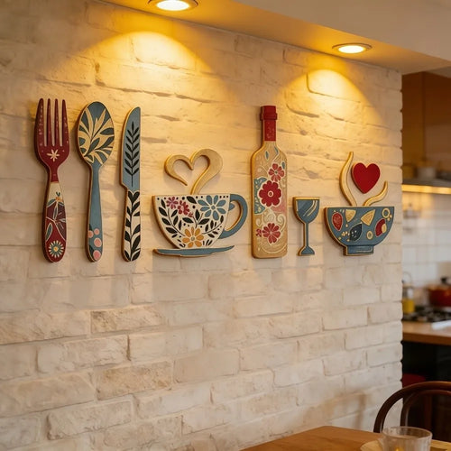 Adornos de madera para cocina con flores