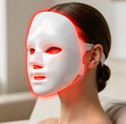 Máscara facial LED blanca de 7 colores