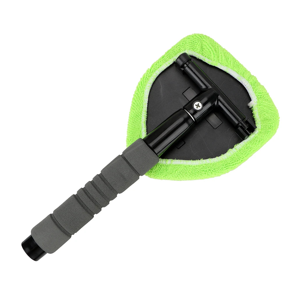 Cepillo para parabrisas con funda verde visto por la parte posterior del cabezal
