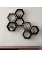 Repisas hexagonales de pared, 3 piezas
