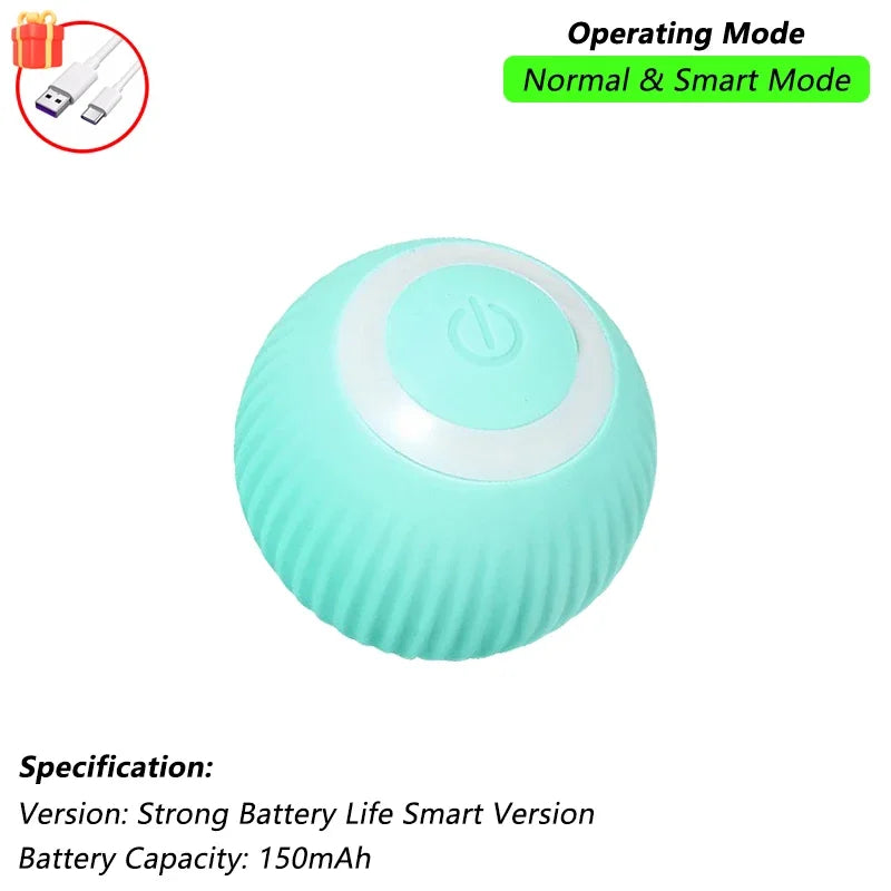 Pelota color menta para gato con botón de encendido