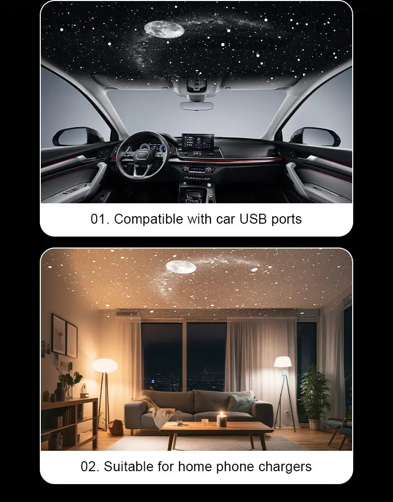 Luz USB con proyector de estrellas