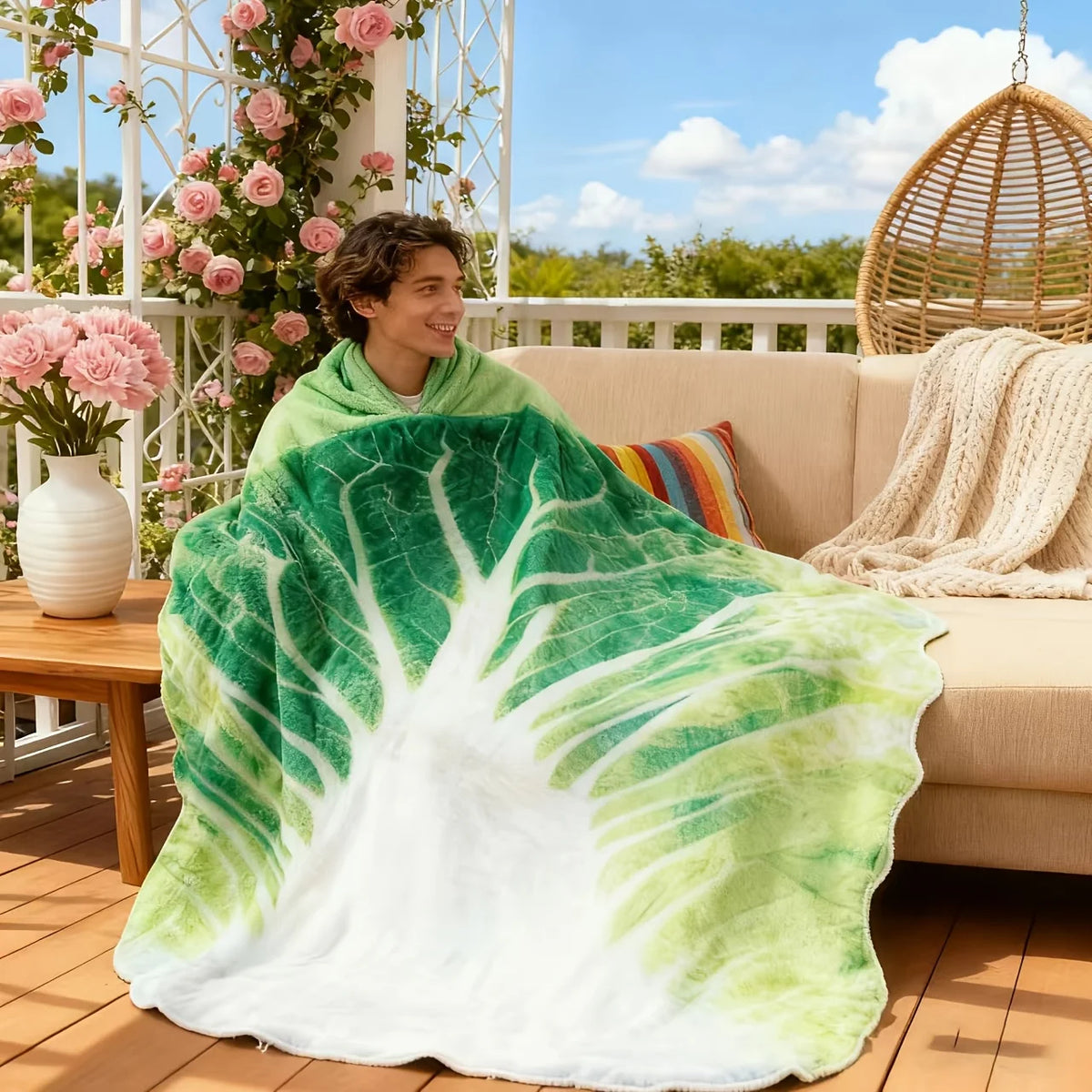 Cobija de franela con estampado de col · vista 4