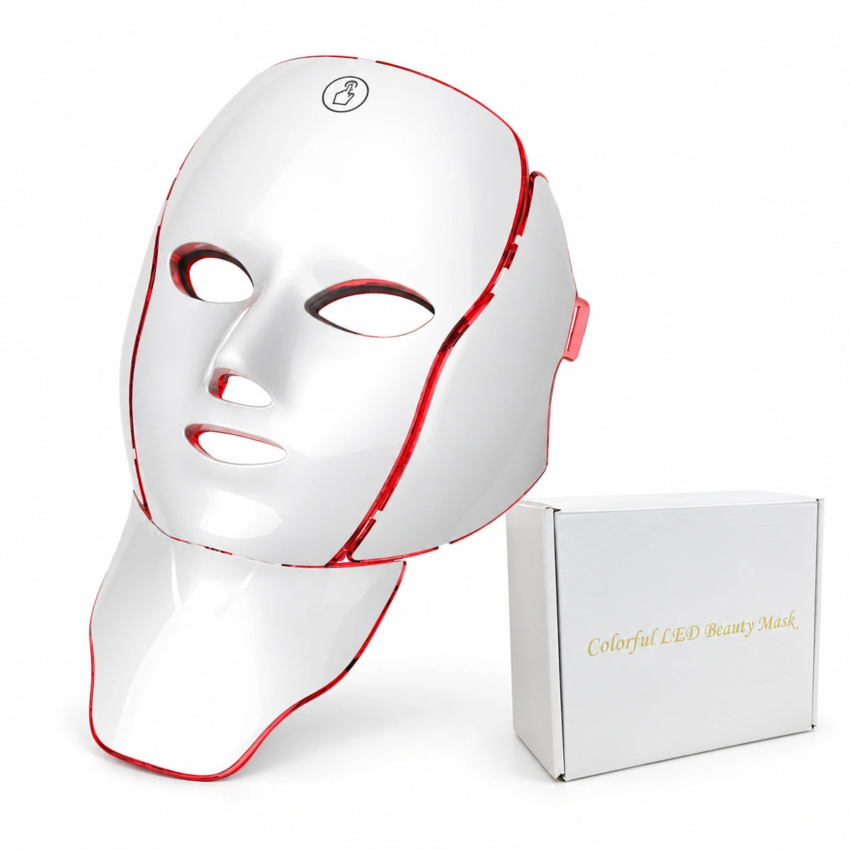Máscara LED blanca para rostro y cuello con caja