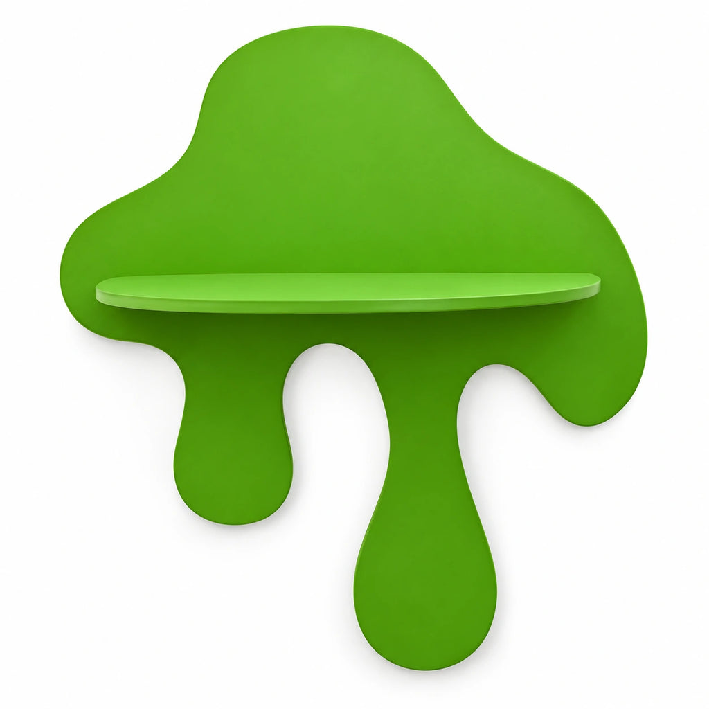 Repisa decorativa verde con diseño de gotas