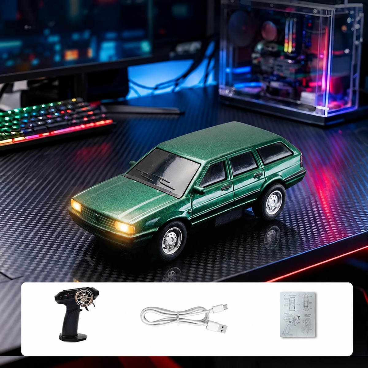 Mini auto de control remoto 1:64 con luces