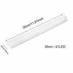 Barra LED blanca de 30 cm con referencia de tamaño y 21 LED