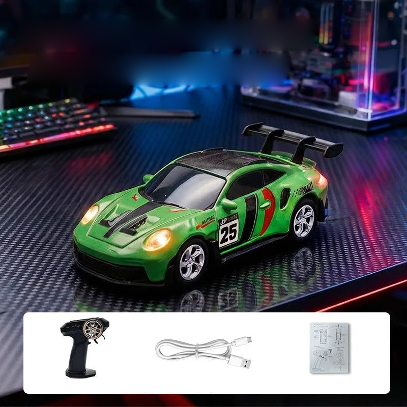 Mini auto de control remoto 1:64 con luces · 911 Verde · sin caja