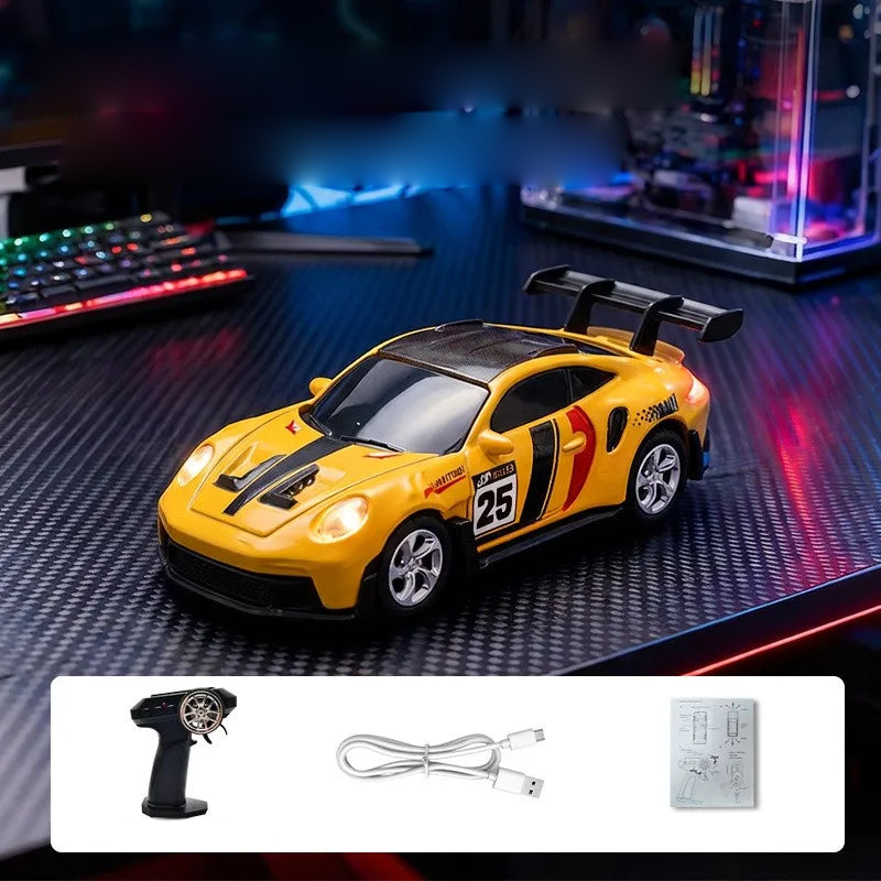 Mini auto de control remoto 1:64 con luces · 911 Amarillo · sin caja